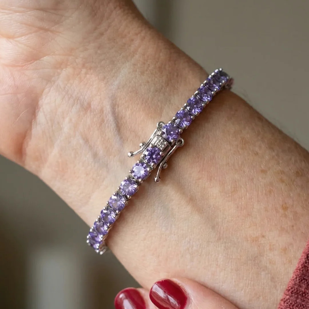 Amethyst Tennis Bracelet | White Gold - Image 2