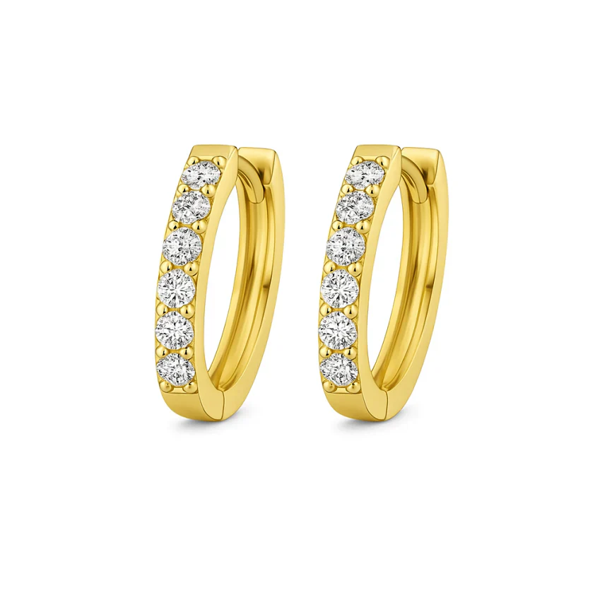 Pave Huggie Earrings | Gold
