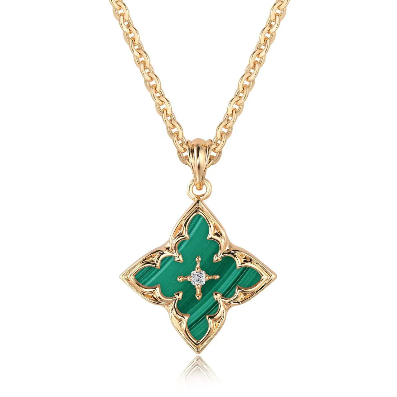 Blue Clover Pendant Necklace | Gold - Image 4