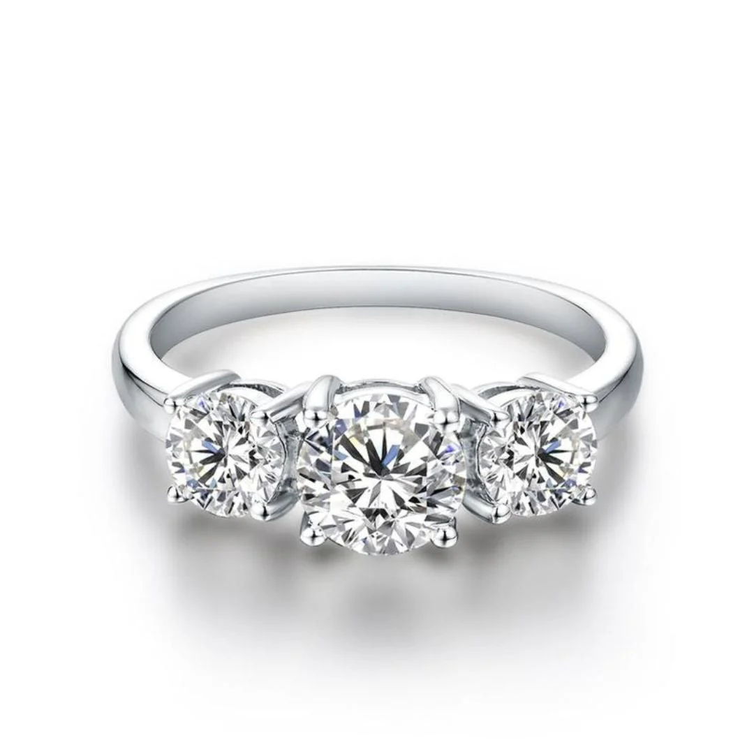 Clare Triple Stone Ring | White gold