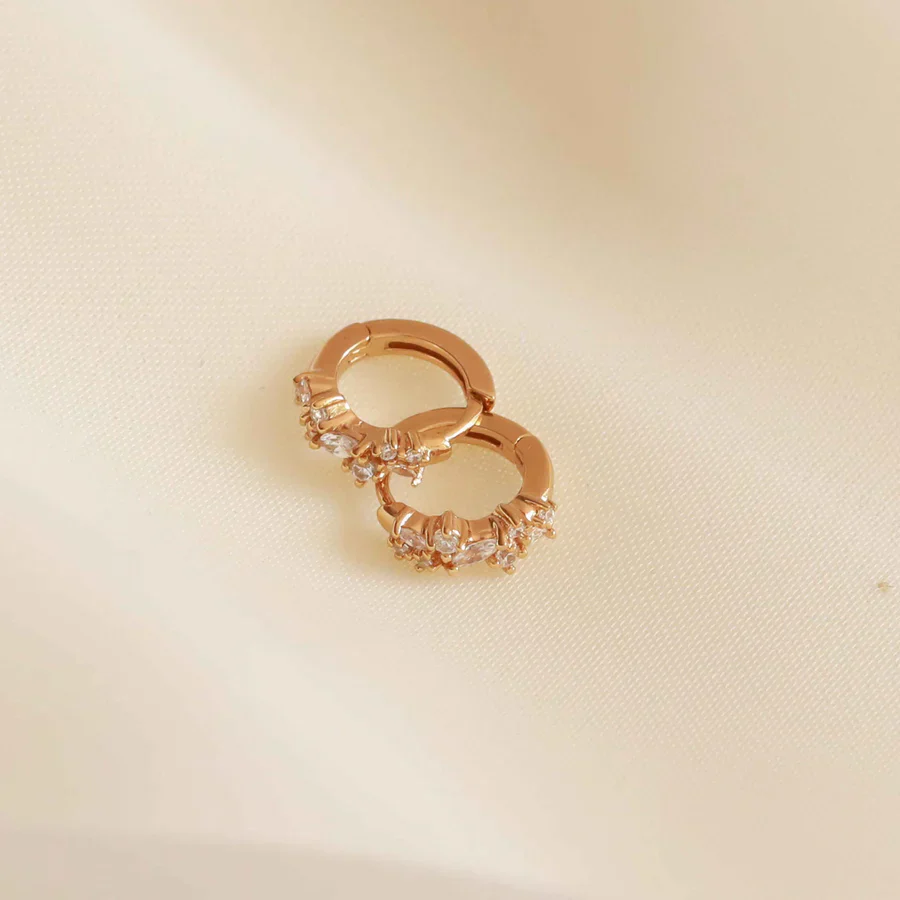 Crystal Cluster Huggies | Gold - Image 2