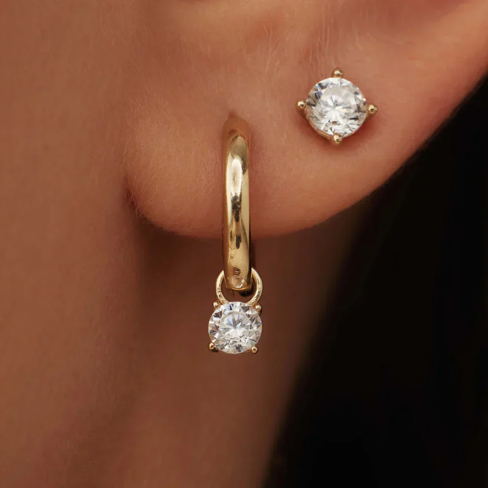 Larmes de Lune Stone Hoop Earrings | Gold - Image 2