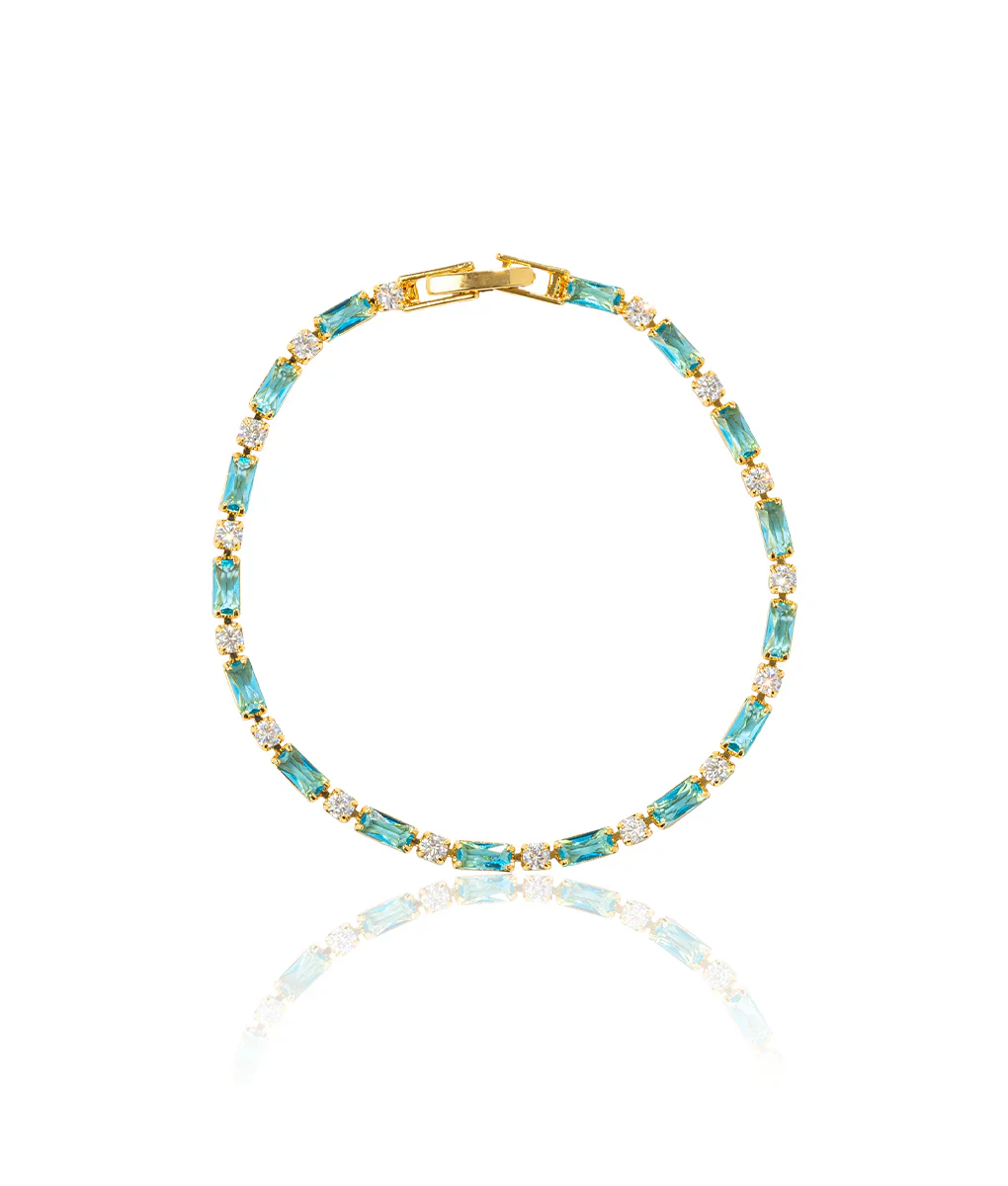 Natural Turquoise Stone Bracelet | Gold - Image 4