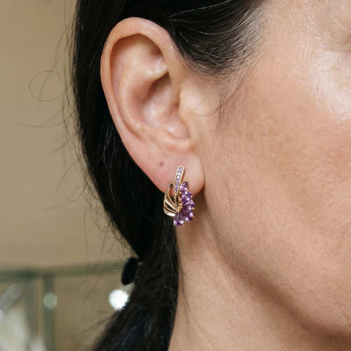 Viorelle Amethyst Wing Earrings | Rose Gold - Image 2